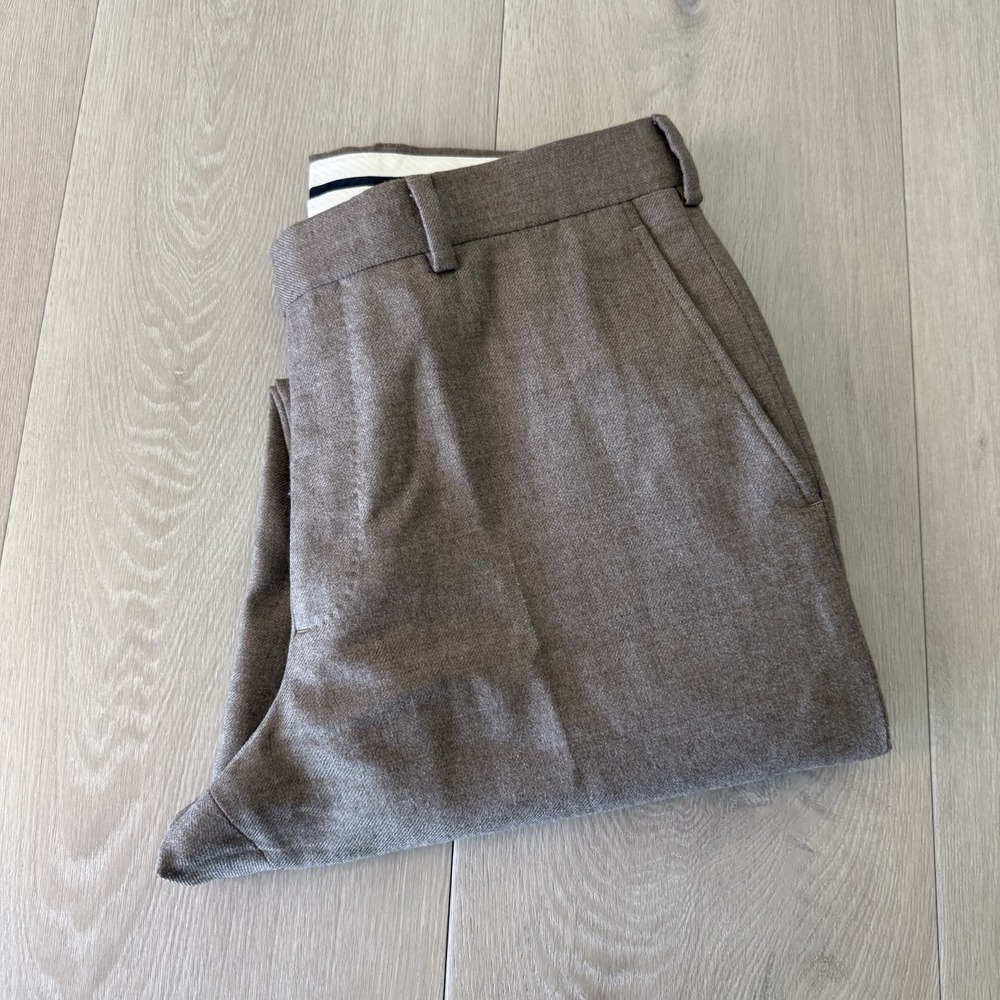 Proper Cloth Pants Dino Filarte Taupe Melange Wool Flannel Men's Size 30x30